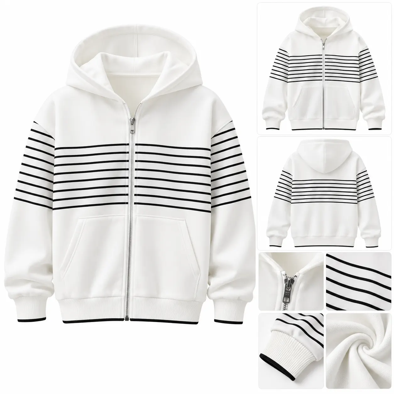 Women’s White Stretchy Zip-Up Top