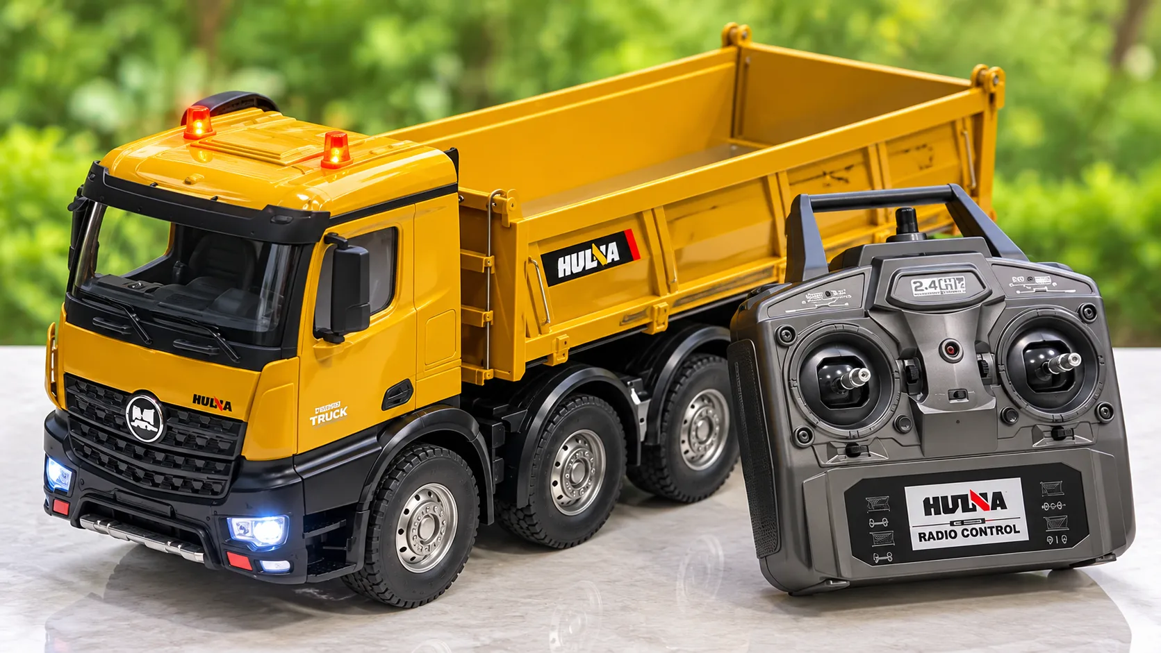 Yellow Heavy-Duty RC Dump Truck with Working-Style Bed & Remote Control