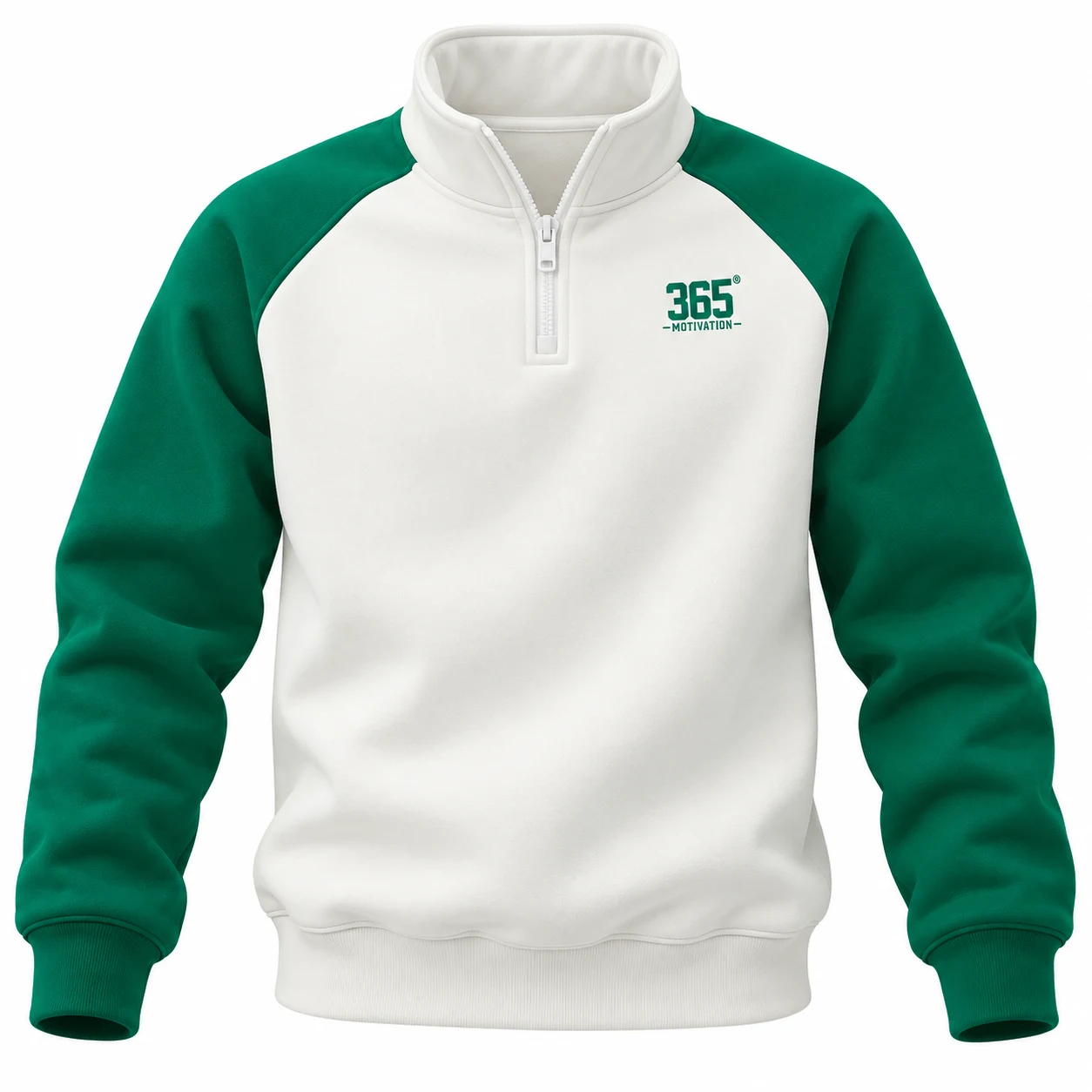 Men’s White & Green Half-Zip Sweatshirt